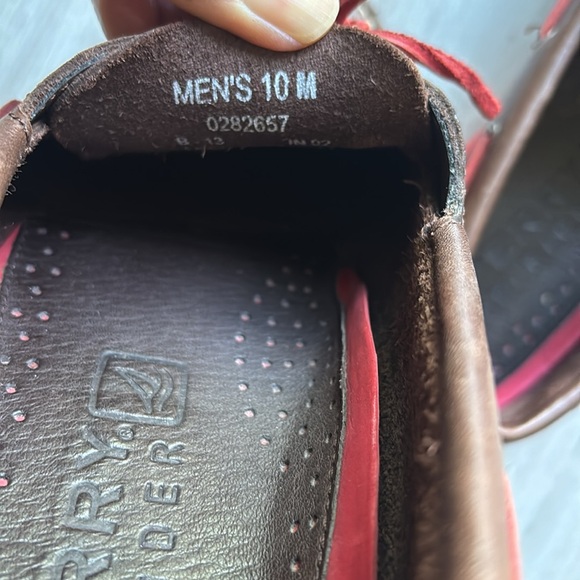 Sperry Top Sider Boat Shoes Leather Loafer Deck Dark Brown Red Sole Mens Size 10 - Picture 5 of 8